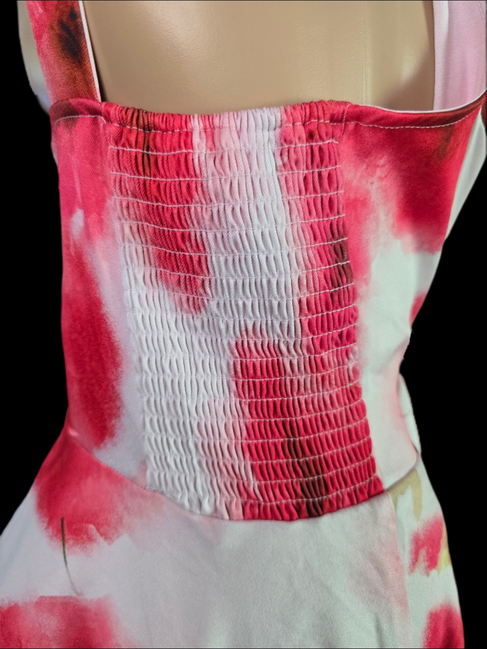 Floral Midi Dress with Pink Watercolor Print - Picture 8 of 9